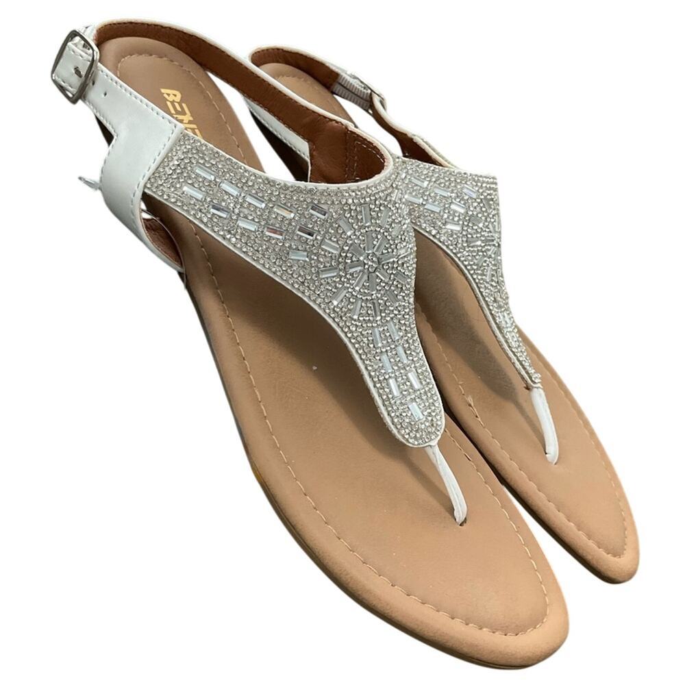 Beneker Women's Silver Glitter Sandals White Size 9 NWT
